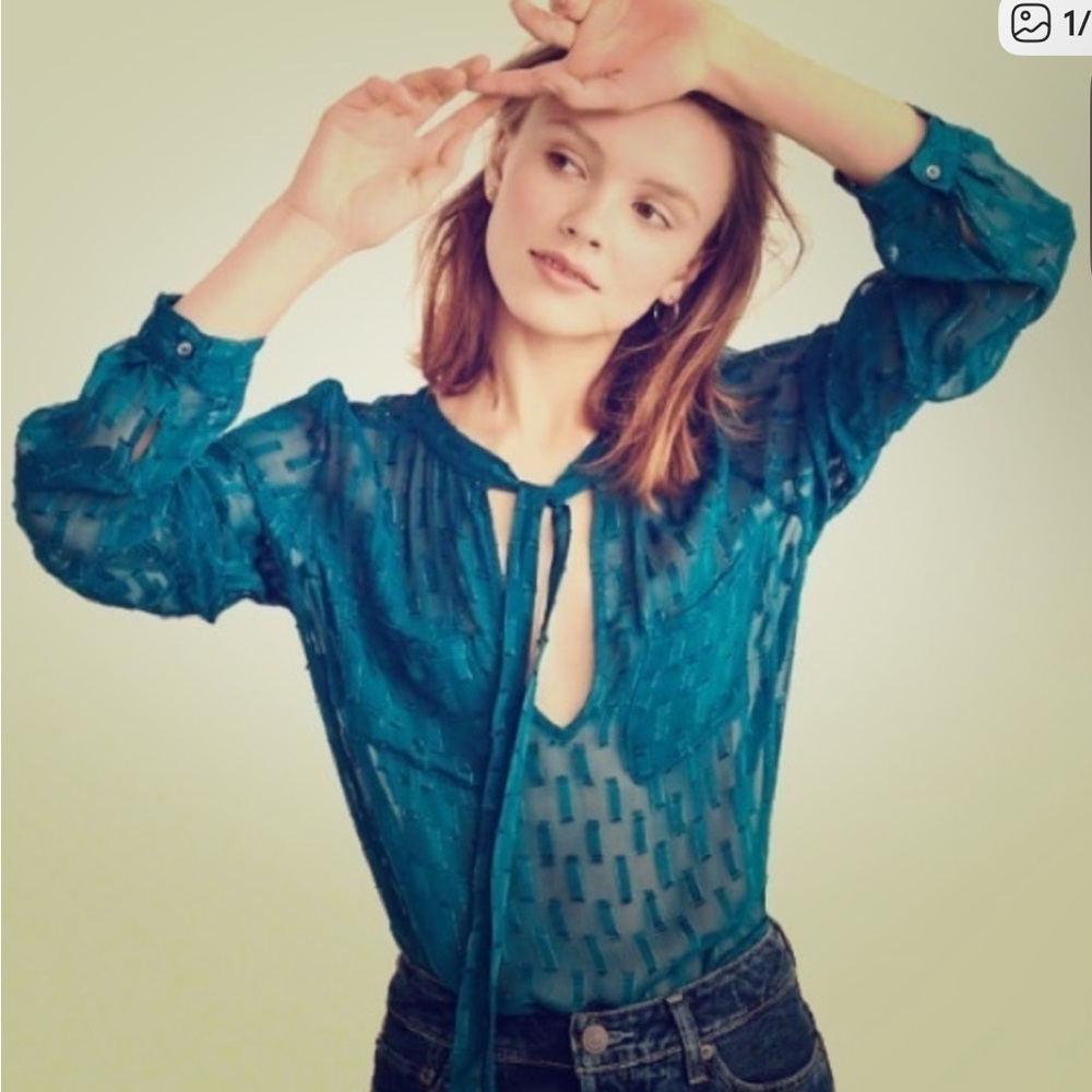 Abercrombie & Fitch Teal Sheer Blouse